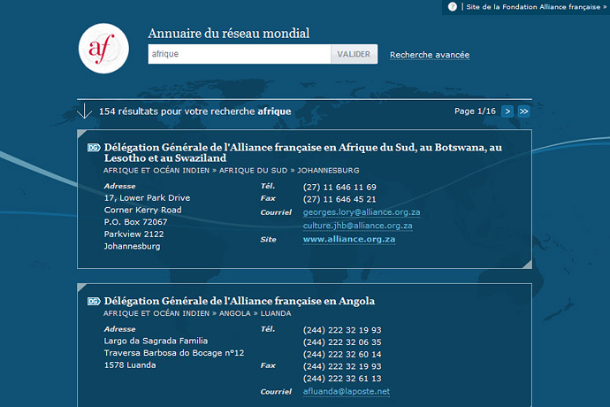 Annuaire des Alliances françaises