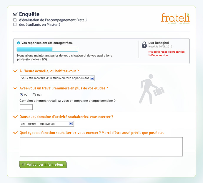 Étape du questionnaire (1)