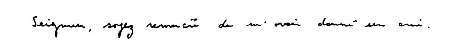 Phrase manuscrite : « Seigneur, soyez remercié de m’avoir donné un ami »